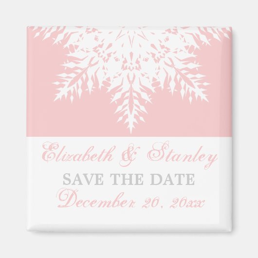 Schneeflocke Winterhochzeit Save the Date Magnet (Vorne)
