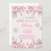 Schneeflocke Wintermädchen 1. Geburtstag einladen. Einladung (Vorne/Hinten)