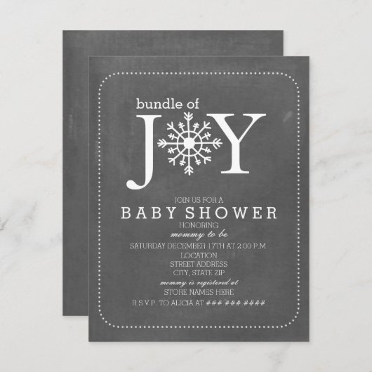 Schneeflocke Wintersäulendusche Einladung (Vorne/Hinten)