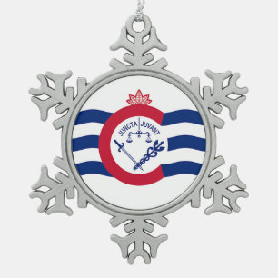 Schneeflocke Zinntal mit Cincinnati Flag Schneeflocken Zinn-Ornament