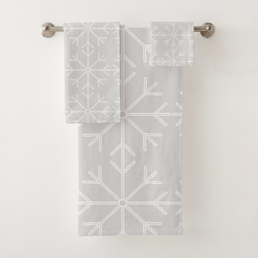 Schneeflockemuster - Grau und Weiß Badhandtuch Set (Insitu)