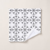 Schneeflockemuster - Schwarzweiss. Badhandtuch Set (Waschlappen)
