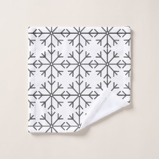 Schneeflockemuster - Schwarzweiss. Badhandtuch Set (Waschlappen)