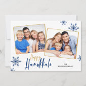 Schneeflocken 2 Fotos Happy Hanukkah Feiertagskarte (Vorderseite)