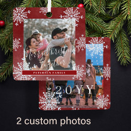 Schneeflocken 2 Fotos personalisiert Ornament Aus Metall