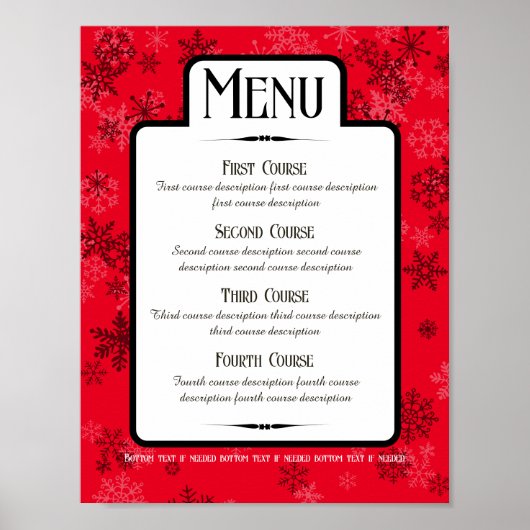 Schneeflocken Abendessen Party Feiertag Catering M Poster (Vorne)