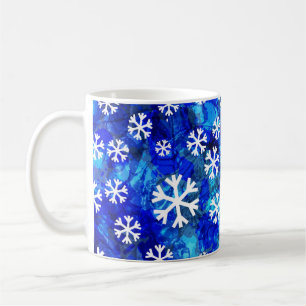 Schneeflocken-Abstrakt: Nahtloses Vintage-Muster. Kaffeetasse