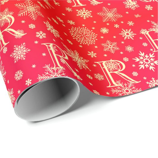 Schneeflocken als eigene Initialen für Ihren Gesch Geschenkpapier (Rolleneckpunkt)
