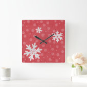 Schneeflocken am Heiligabend Postkarte Quadratische Wanduhr (Zuhause)