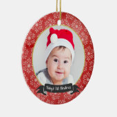 Schneeflocken am Roten Foto Keramikornament (Rechts)