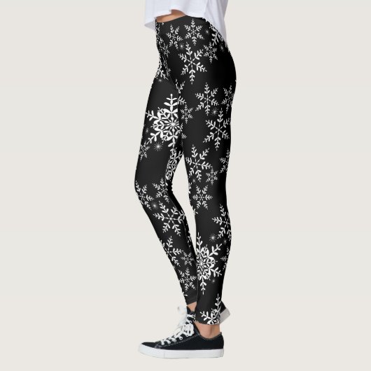 Schneeflocken am Schwarzen Winter Leggings (Links)