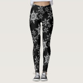 Schneeflocken am Schwarzen Winter Leggings (Vorderseite)