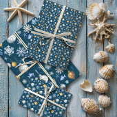 Schneeflocken an der Küste und nautische Elemente Geschenkpapier Set