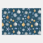 Schneeflocken an der Küste und nautische Elemente Geschenkpapier Set (Vorderseite)