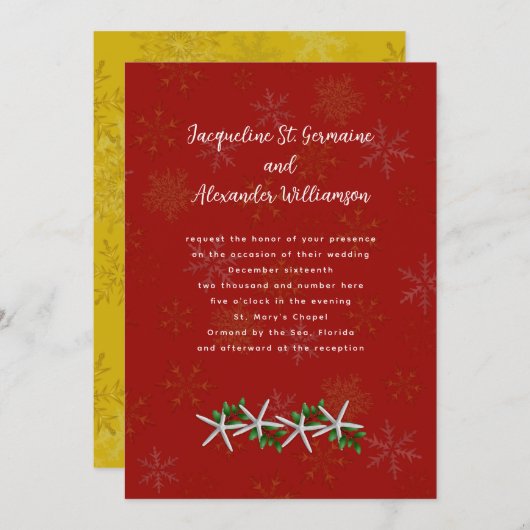 Schneeflocken an Heiligabend Einladungen (Vorne/Hinten)