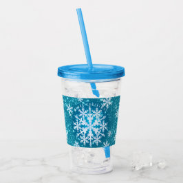Schneeflocken Aqua White Acrylic Tumbler Acryltrinkbecher
