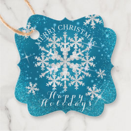 Schneeflocken Aqua White Geschenkanhänger