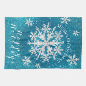 Schneeflocken Aqua White Geschirrtuch (Horizontal)
