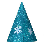 Schneeflocken Aqua White Partyhütchen (Rückseite)