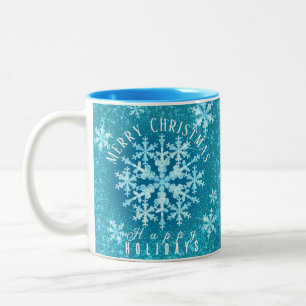Schneeflocken Aqua Zwei-Tonen-Kaffee-Tasse Zweifarbige Tasse