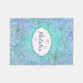 Schneeflocken Aquamarin Blauer Lila Lavendel Fleecedecke (Vorderseite (Horizontal))