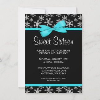 Schneeflocken Aquamarin Bow Winter Wonderland Süß Einladung