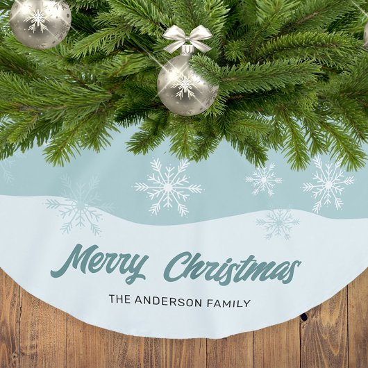 Schneeflocken Aquamarin Modernes Drehbuch Weihnach Polyester Weihnachtsbaumdecke