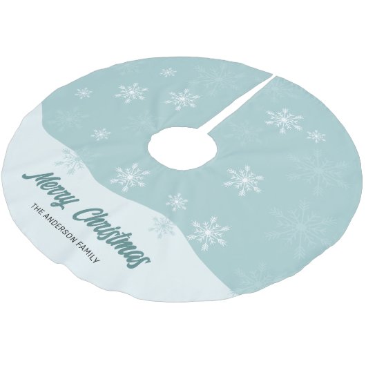 Schneeflocken Aquamarin Modernes Drehbuch Weihnach Polyester Weihnachtsbaumdecke (Schrägansicht)