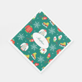 Schneeflocken Aquamarin Monogram Muster Weihnachts Serviette (Ecke)