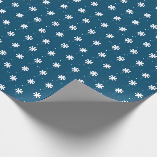 Schneeflocken aquamarines, weißes Schneemuster nie Geschenkpapier (Ecke)