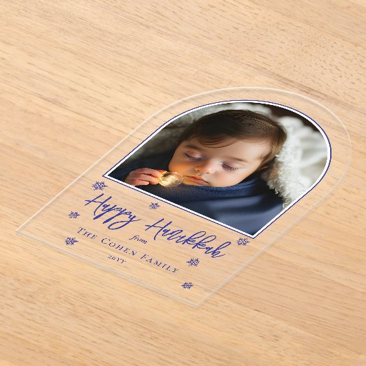 Schneeflocken Arch Foto Happy Hanukkah Gruß Acryleinladungen (Ablage )