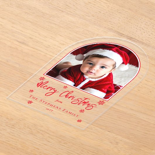 Schneeflocken Arched Foto Frohe Weihnachtsgrüße Acryleinladungen (Ablage )