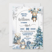 Schneeflocken Artische Tiere Weihnachten Erster Ge Einladung (Vorderseite)