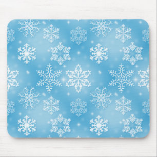 Schneeflocken auf Aqua Mousepad