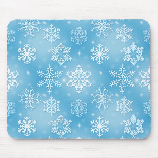 Schneeflocken auf Aqua Mousepad (Vorne)