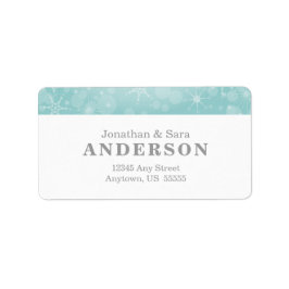 Schneeflocken auf Aquamarin Adressaufkleber