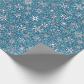 Schneeflocken auf aquamarinem aqua-blauen Schneest Geschenkpapier (Ecke)