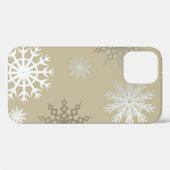 Schneeflocken auf Beige Case-Mate iPhone Hülle (Rückseite (Horizontal))