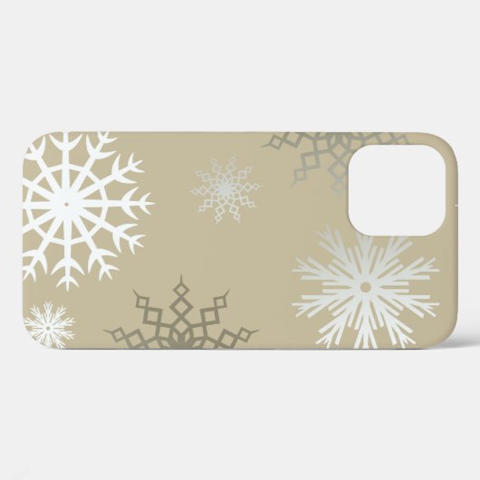 Schneeflocken auf Beige Case-Mate iPhone Hülle (Rückseite (Horizontal))