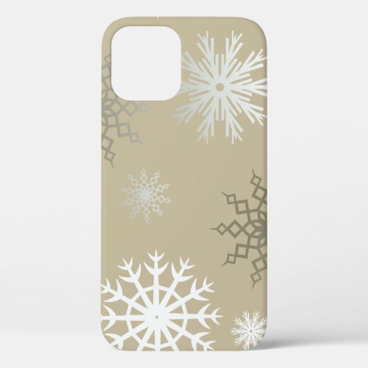 Schneeflocken auf Beige Case-Mate iPhone Hülle (Rückseite)