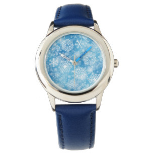 Schneeflocken auf blau armbanduhr