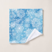 Schneeflocken auf blau badhandtuch set (Waschlappen)