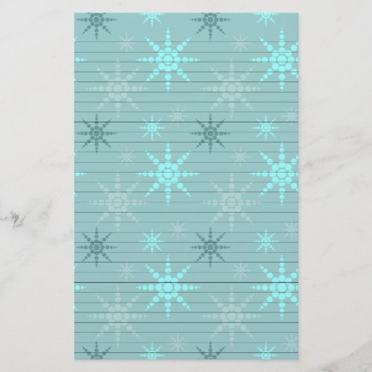Schneeflocken auf Blau Briefpapier (Vorderseite)