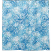 Schneeflocken auf blau duschvorhang (Vorderseite)