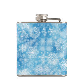 Schneeflocken auf blau flachmann (Rückseite)