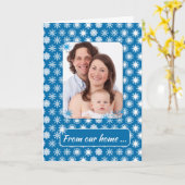 Schneeflocken auf Blau, Foto Urlaub von unserer Zu Karte (Gelbe Blume)