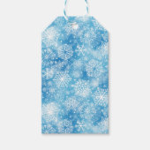 Schneeflocken auf blau geschenkanhänger (Vorderseite)