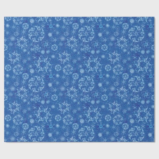 Schneeflocken auf Blau Geschenkpapier (Flach)