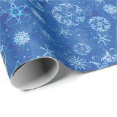 Schneeflocken auf Blau Geschenkpapier (Rolleneckpunkt)