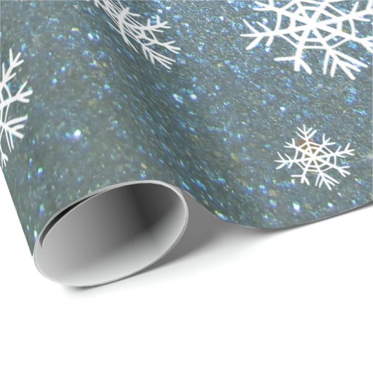 Schneeflocken auf blau geschenkpapier (Rolleneckpunkt)